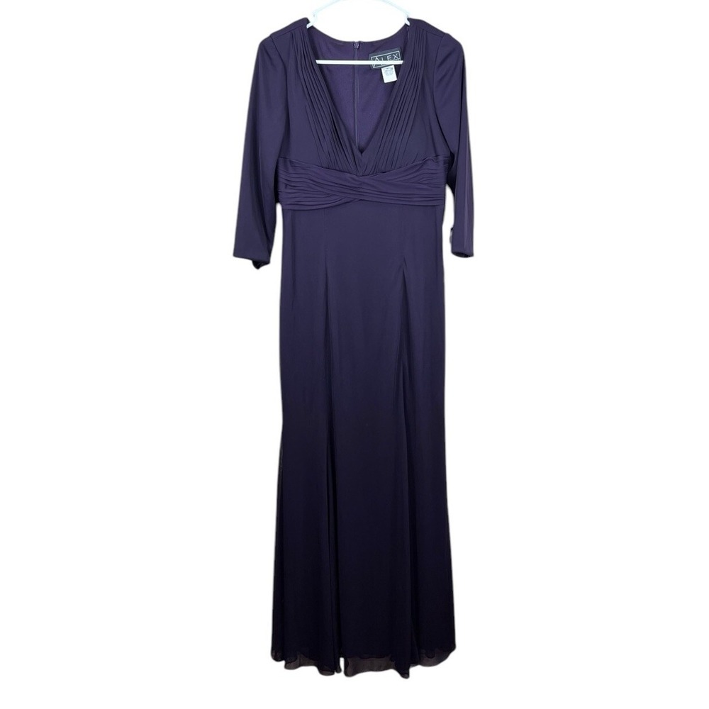 Alex Evenings Womens Dark Plum Evening Gown Dress Mother of the Bride Size 6 NWT